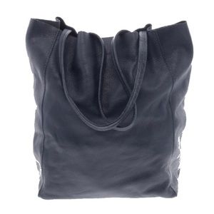 Dark navy leather tote